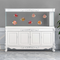 Ultra-white glass living room fish tank large bottom filter household silent water change-free ecological custom solid wood European fish tank