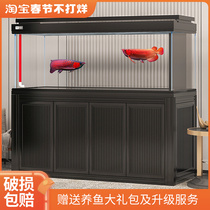 Fish tank living room large household 2021 new ultra-white glass office free water screen gold dragon fish tank