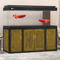 Teyus large living room new Chinese-style solid wood fish tank custom ultra-white glass home screen high-end dragon fish tank