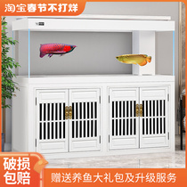 Teyus large living room household new custom ecological bottom filter gold crystal ultra-white glass high-end solid wood dragon fish tank