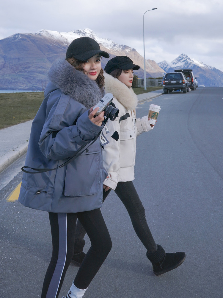 Lecea Alice Cotton Clothing Cotton Suit Women 2022 Winter New Thickening Tooling Hair Collar Pie Overcomes Short jacket