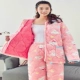 Mùa đông flannel quilted pyjama dịch vụ nhà ba lớp dày lông cừu san hô phù hợp với mùa đông đồ ngủ phụ nữ