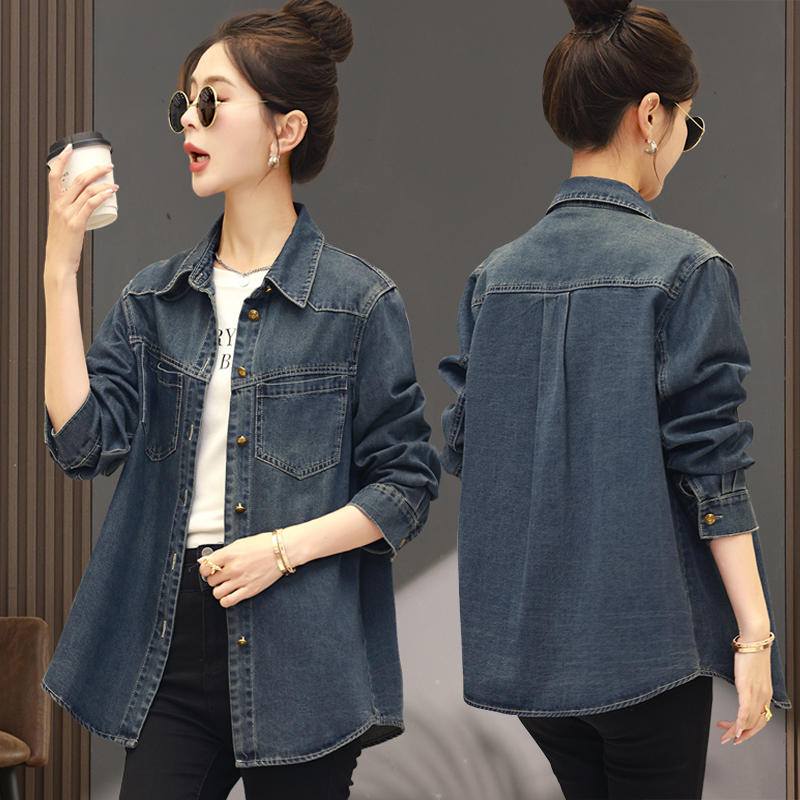 Authentic Denim Shirt for Women 2026 Spring and Autumn New Style Loose Design Layered Top Casual Cardigan Shirt Jacket