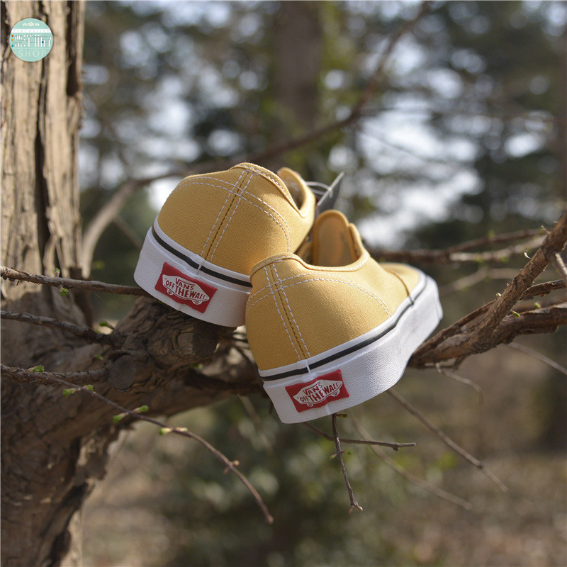Vans Authentic giày vải thấp màu vàng mới Giày nam và nữ Giày thông thường VN0A38EMQA0 - Plimsolls giày thể thao nữ đế cao