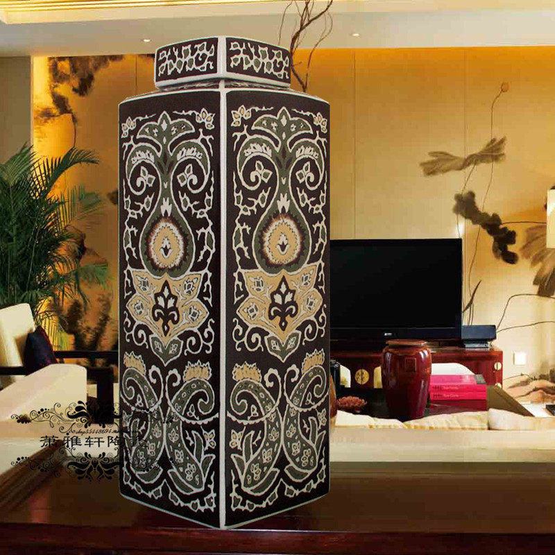 New European retro Southeast Asian style ceramic storage tank home accessories vase decoration soft decoration