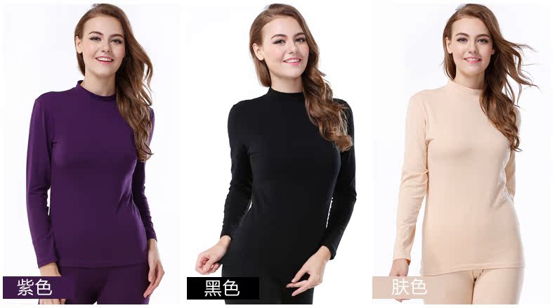 Quần áo cotton mùa thu nữ trung và già mỏng đồ lót nhiệt ở cổ cao một nửa cổ áo cao cotton áo len đơn tay áo dài áo lót mặc vest nam
