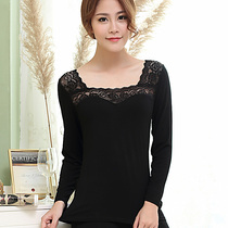 Lace word neck bottoming autumn clothes womens underwear thin section modal bottoming shirt slim long sleeve thermal underwear single piece