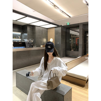 Miss 77 minimalist row style stand collar lazy suit zipper hooded sweatshirt + ກາງເກງຂາກວ້າງ
