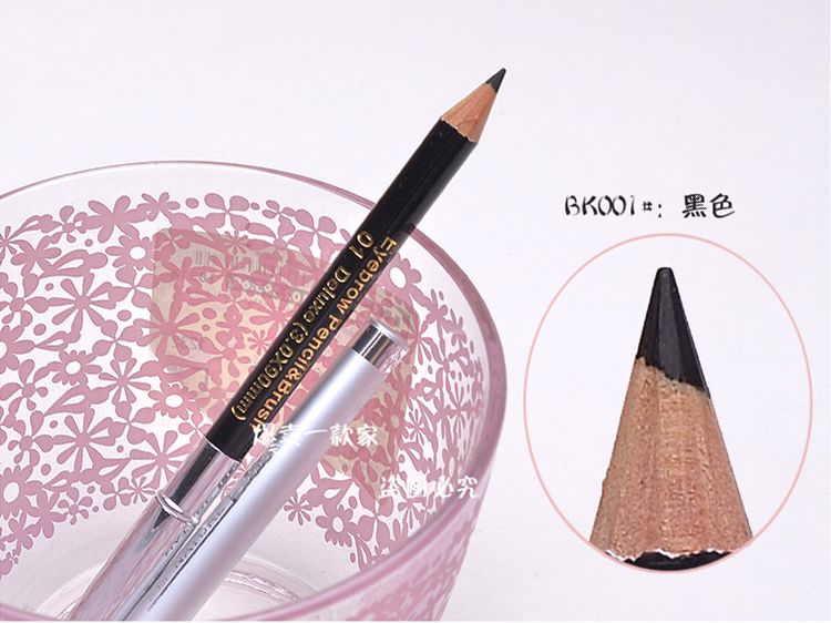 3 mảnh lụa mềm bạc gỗ lông mày bút chì nữ với đầu cọ bền không thấm nước không đánh dấu hai đầu cắt - Bút chì lông mày / Bột / Stick chì kẻ mày dạng xé