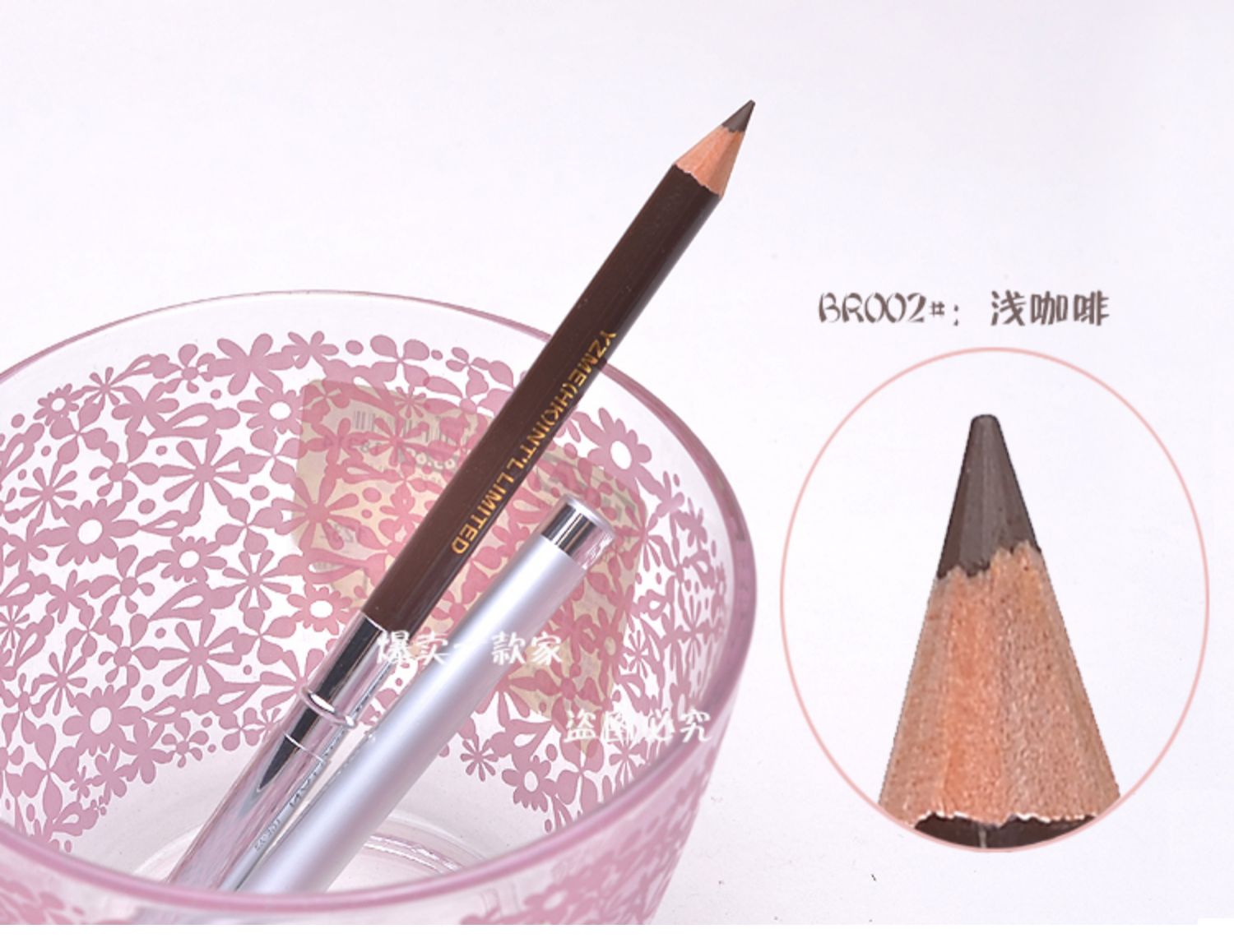 3 mảnh lụa mềm bạc gỗ lông mày bút chì nữ với đầu cọ bền không thấm nước không đánh dấu hai đầu cắt - Bút chì lông mày / Bột / Stick chì kẻ mày dạng xé