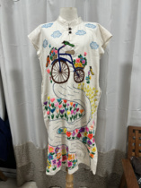 Thai tie-dye thorn long sleeve collar dress