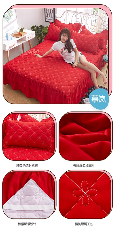 Màu sắc có thể giặt được đệm bông đệm giường váy đơn mảnh 1,5 m 1,8m2.0 trải giường Simmons bảo vệ thảm váy giường