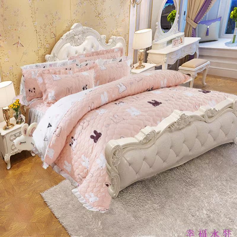 Chần bông trải giường cotton phong cách Châu Âu bedless giường váy mảnh duy nhất cotton cộng với cotton bed cover giường với giường baffle