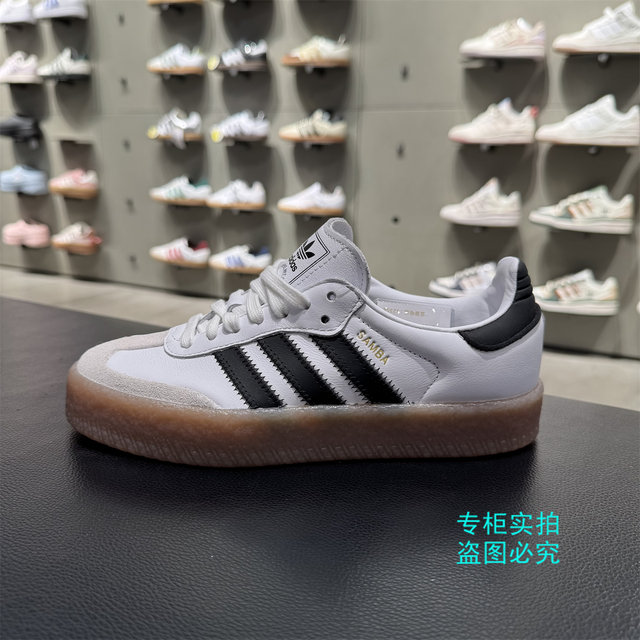 Adidas clover SAMBAE SHOES ເກີບຝຶກອົບຮົມສິນທໍາ ເກີບ T-toe ສີດໍາແລະສີຂາວເກີບ sneakers ຕ່ໍາຕ່ໍາ JI1349