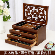 European multi-layer large capacity jewelry storage box Wooden jewelry box Princess jewelry earrings ring box Wedding gift