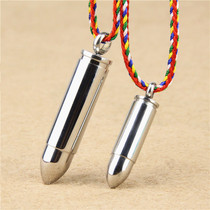 Special offer personalized bullet head corrugated curse pendant pendant titanium steel jewelry men and women couple necklace can open amulet