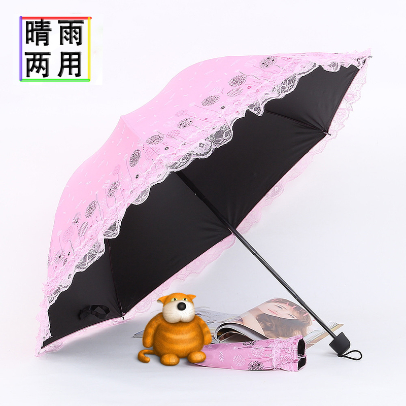 Umbrella for Women, Foldable Sun Umbrella with Lace Trim, Fresh Style, Black Coating for Sun Protection, Uv Protection, Sunshade, Dual-Use for Sun and Rain Umbrella for Women, Foldable Sun Umbrella with Lace Trim, Fresh Style, Black Coating for Sun Protection, Uv Protection, Sunshade, Dual-Use for Sun and Rain