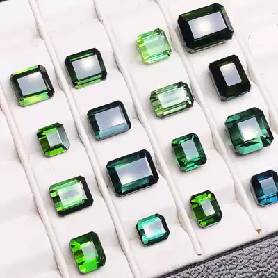 Big carat candy color tourmaline electric blue electro-optic green dark green custom ring emerald cut gemstone pendant