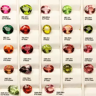 Natural powder blue green tourmaline naked stone ring face rupees to Heart Shaped Oval Paraiba inlaid ring pendant 37