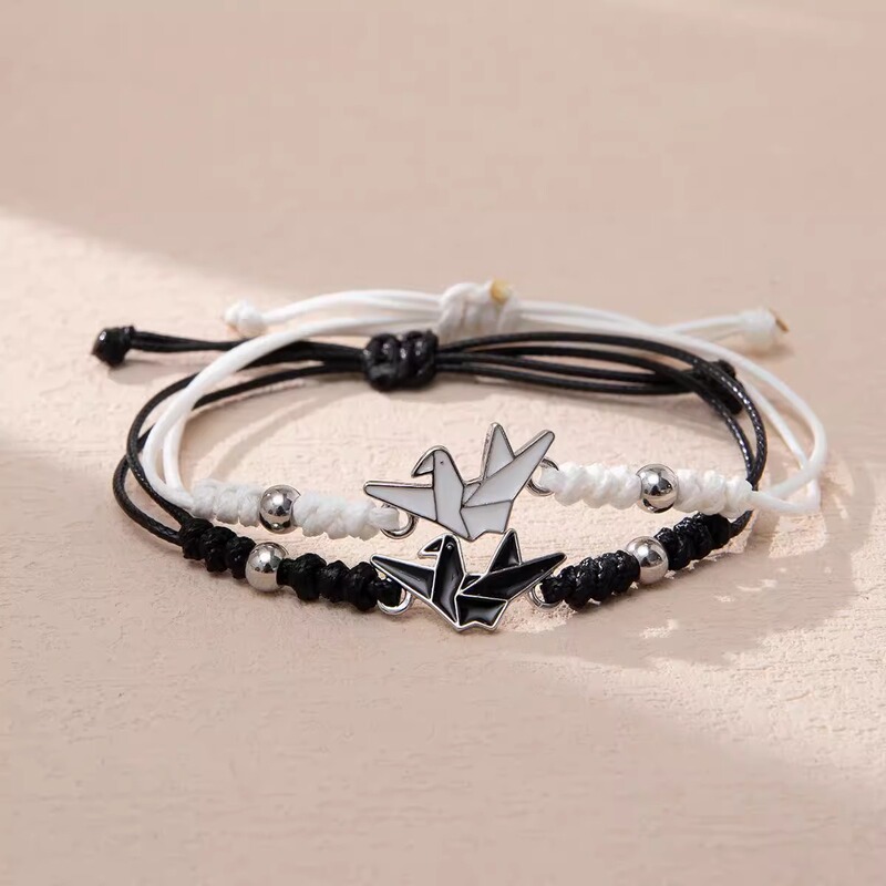 Thousand Paper Cranes Couple Bracelets, a Pair of Woven Bracelets with a High-End Feel, Niche Friendship Bracelets, Gifts for Boys and Girlfriends