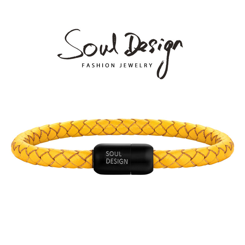 souldesign minimalist style natural cow leather woven leather hand-made rope European and American Classic yelow