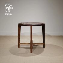 Paya – table ronde PJ en bois ancien table basse en bois massif design simple style wabi-sabi table ronde espace thé maison