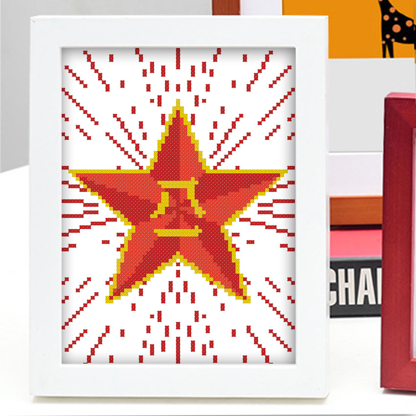 Cross-stitch desktop ornaments small pieces Bayi red five-star five-pointed star love China Optional finished or semi-finished products