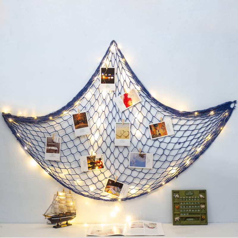 Mediterranean creative fishnet photo wall postcard DIY wall decoration mesh hanging photo message wall decoration