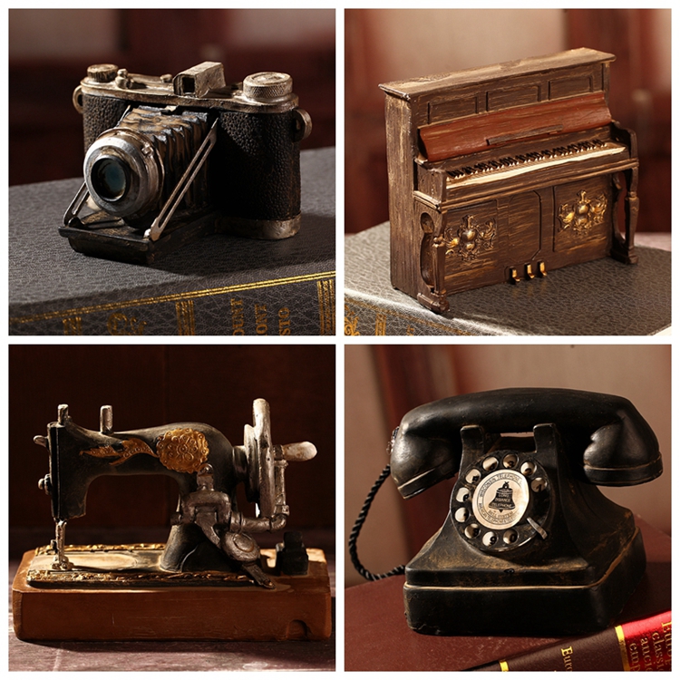 European retro old-fashioned nostalgic bar cafe Home decoration Do old props Time memory resin ornaments