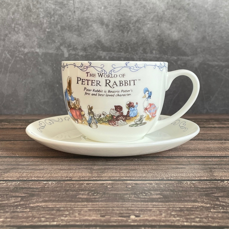 Peter Rabbit New Export British Bone China Medium Capacity Rounded Afternoon Tea Coffee Cup and Saucer Peter Rabbit