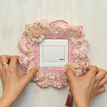 Non-stick buckle 86 fabric lace double switch sleeve Korean wall socket frame cover wall sticker protection decorative cover sticker