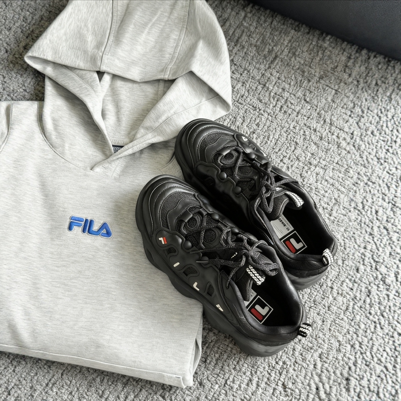 Fila Women's Pea Shoes, Fashionable, Casual, Versatile, Comfortable, Thick-Soled, Sporty, Wear-Resistant, Shock-Absorbing, Dad Shoes