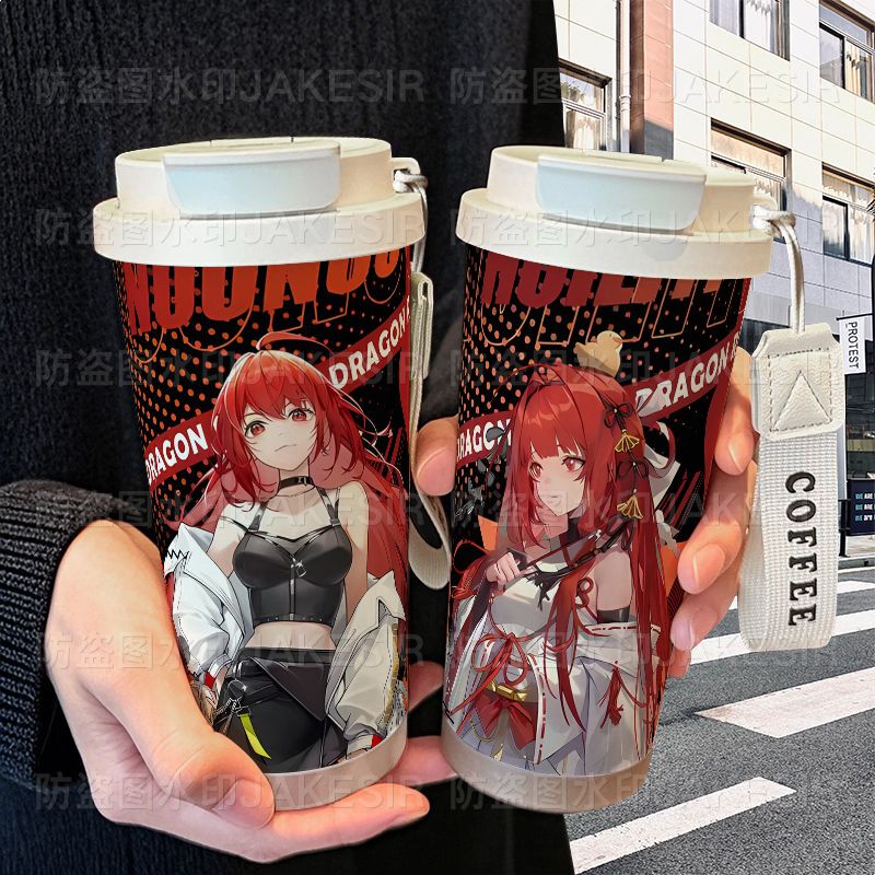 Dragon Clan Uesugi Eri Thermos Cup Stainless Steel Student High-Capacity Straw Double-Drink Coffee Water Cup Dragon Clan Uesugi Eri Thermos Cup Stainless Steel Student High-Capacity Straw Double-Drink Coffee Water Cup