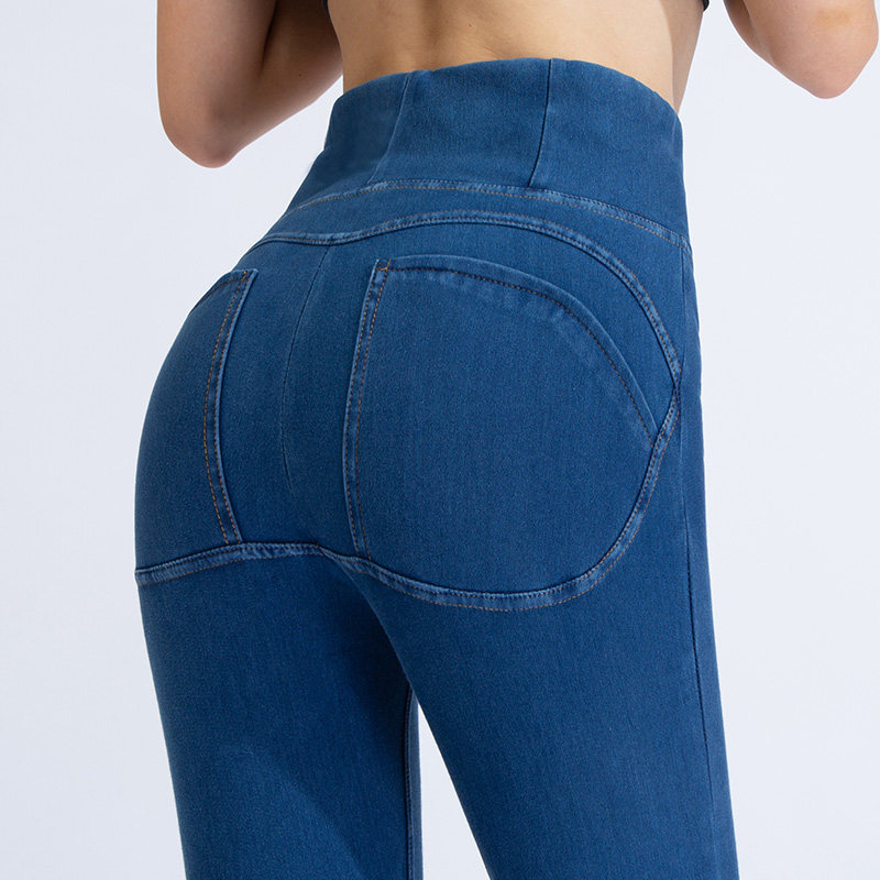 Summer ultra-thin jeans women's pants high elastic Barbie Hip Honey Peach Inner lap pants tightness high waist four-four.