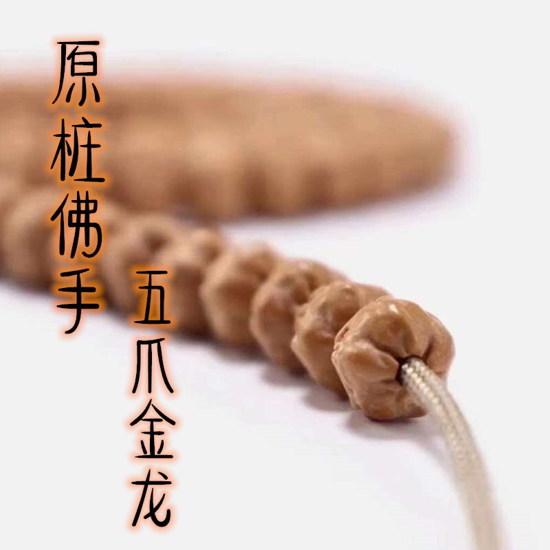 【Five-Clawed Golden Dragon Buddha's Hand】Natural Low-Profile Three-Day Red Small Rudraksha Seed 108-Bead Bracelet for Men and Women