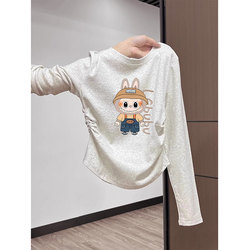 Labubu Girls' Long-Sleeved T-Shirt, Spring and Autumn Clothing, Kidsren's Pure Cotton Bottoming Shirt, Inner Wear, Stylish Tops for Baby Girls