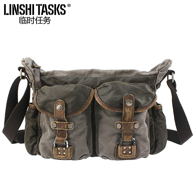 Retro men's bag shoulder bag student canvas bag men's casual cross-body bag men's casual bag ins backpack tide bag