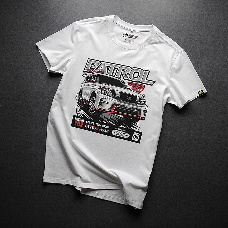 Cross-country rivers and lakes Tule y62 round neck short-sleeved white t-shirt men pure cotton printing slim large size casual style