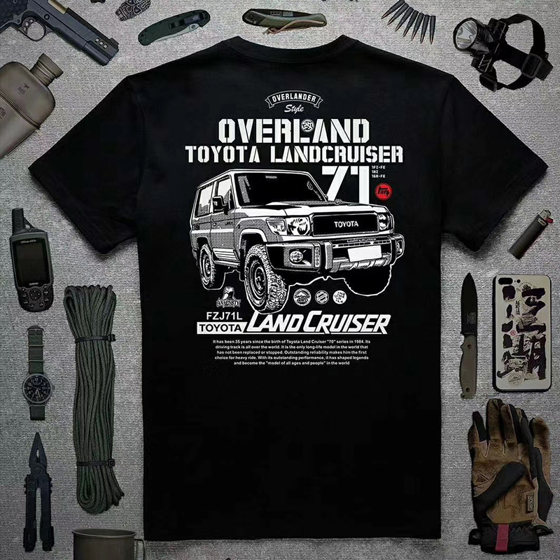 Cross-country rivers and lakes 2020 summer new short-sleeved men's t-shirt pure cotton printing men's half-sleeve LC71Toyota land patrol