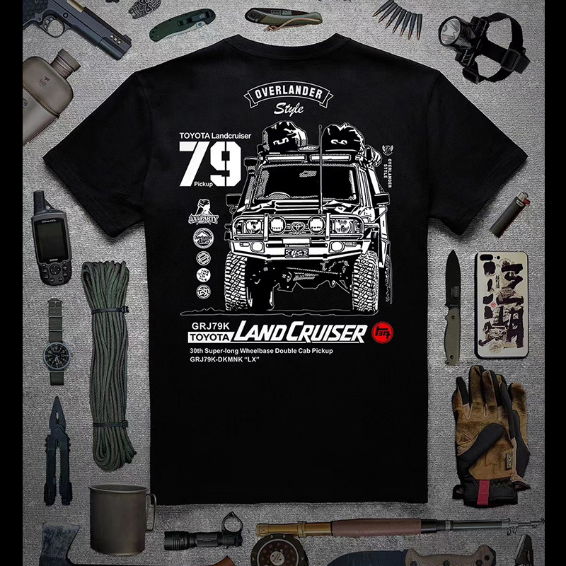 Cross-country Lakes short sleeves T-shirt men's round neck T-shirt cotton large size Summer casual half sleeve LC79 Land Tour retro American