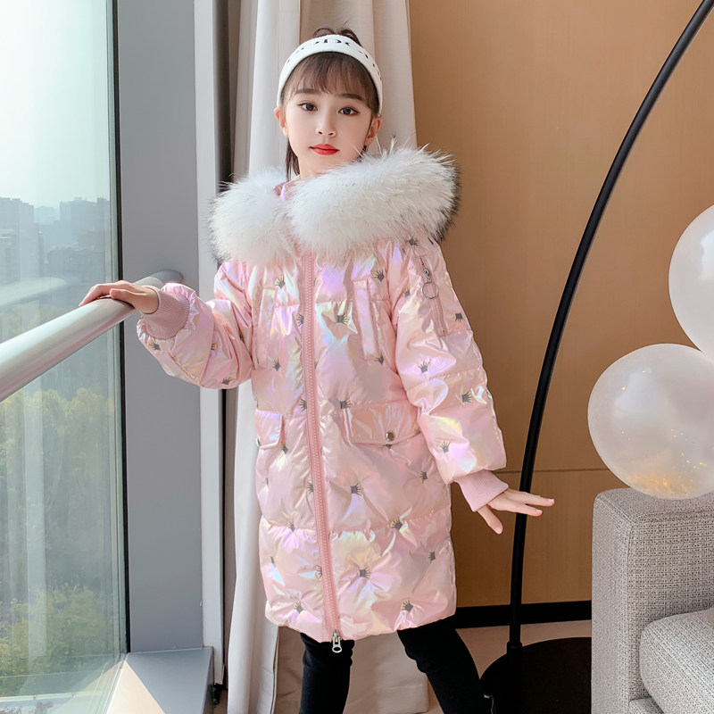 Barabala new children's down jacket girls mid-length medium and large children's clothing winter washover jacket with thick foreign atmosphere
