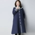 2018 mùa đông phong cách nghệ thuật quốc gia khóa retro kích thước lớn cotton và vải lanh cotton lỏng dài áo bông dày áo phao ba lỗ nữ Bông