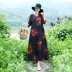 2018 đầu thu gió quốc gia retro cài khóa bằng vải cotton và vải lanh size lớn đã mỏng rời váy dài nữ 12090 đầm thu đông dài tay Váy dài