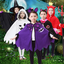Halloween childrens costume witch masquerade dress bat vampire COS evil devil cloak