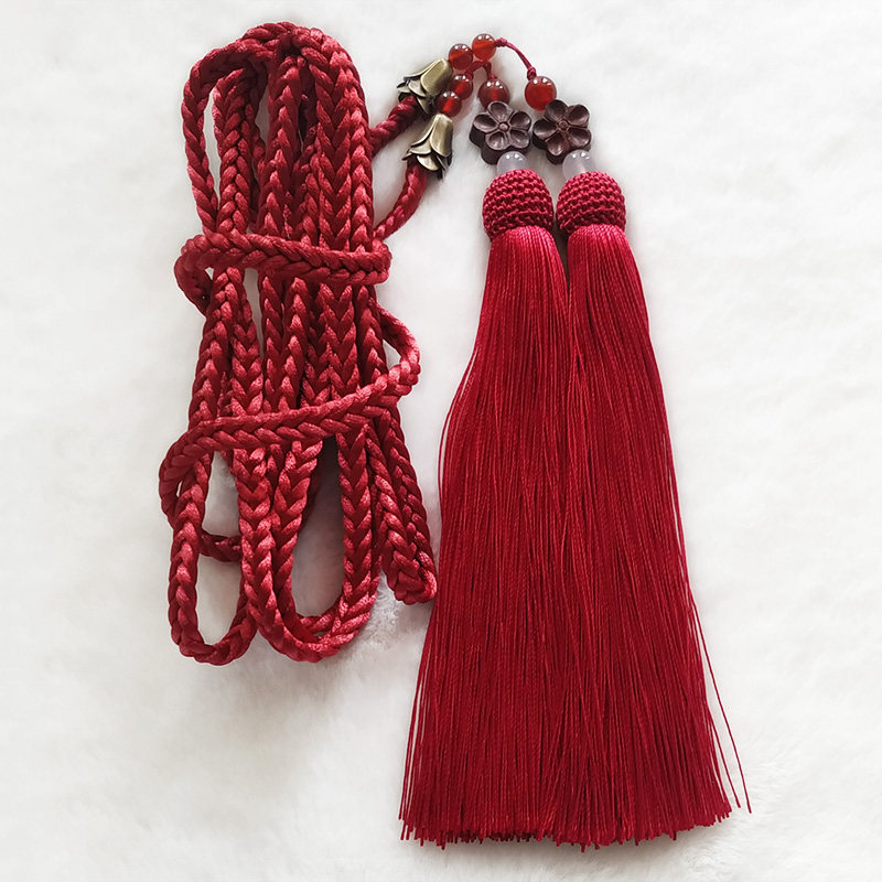 Mumlum flower stretches Su Palace tapes five strands of hard rope and round collar longline Chinese wind belt ancient air accessories