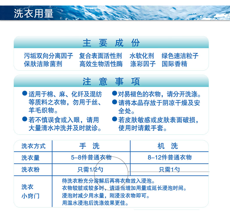 立白洗衣粉全自动浓缩粉机洗低泡易漂洗衣粉 900g*2家庭装