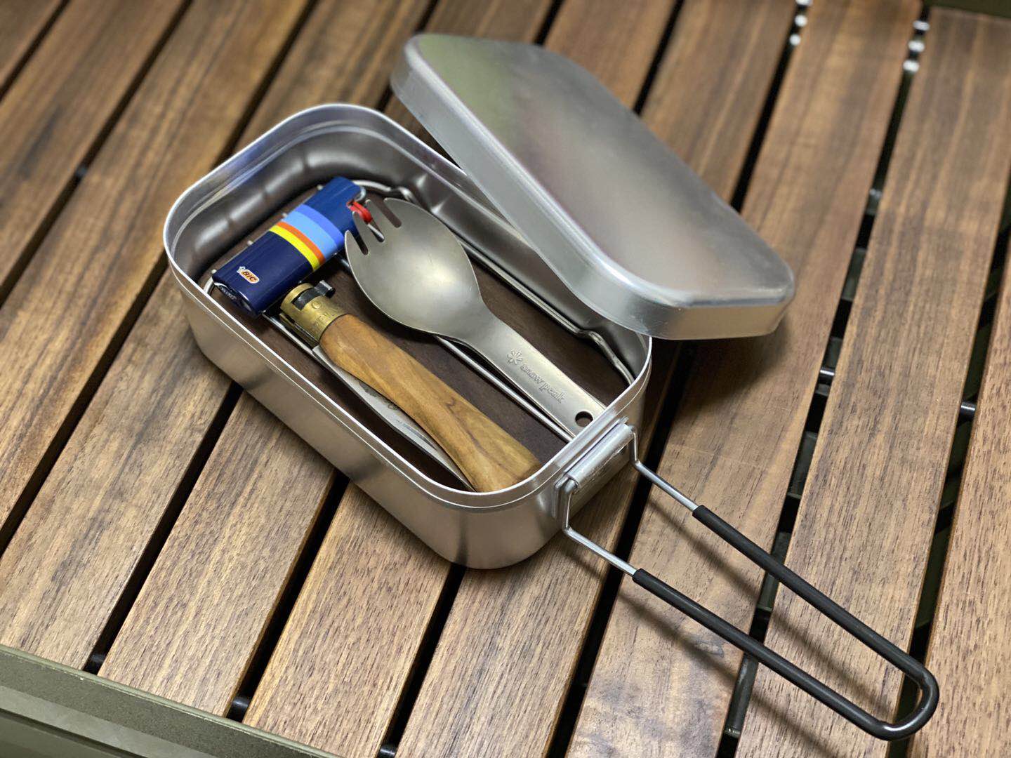 Outdoor camping Japanese-style aluminum lunch box German-style lunch box trangia with the same matching steaming rack chopping board frying pan