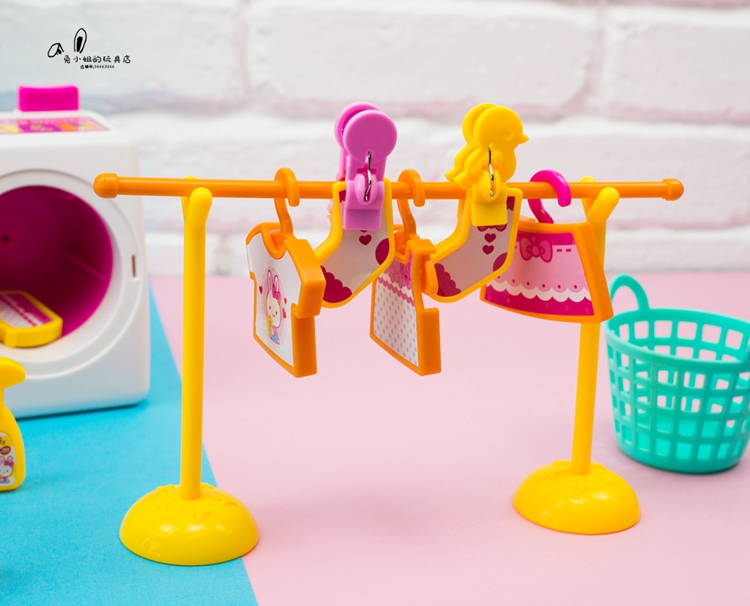 Pink Rabbit House Washer Set Girl Mini Simulation Life Thiết bị sấy Giá sắt Đồ chơi trẻ em mua đồ chơi
