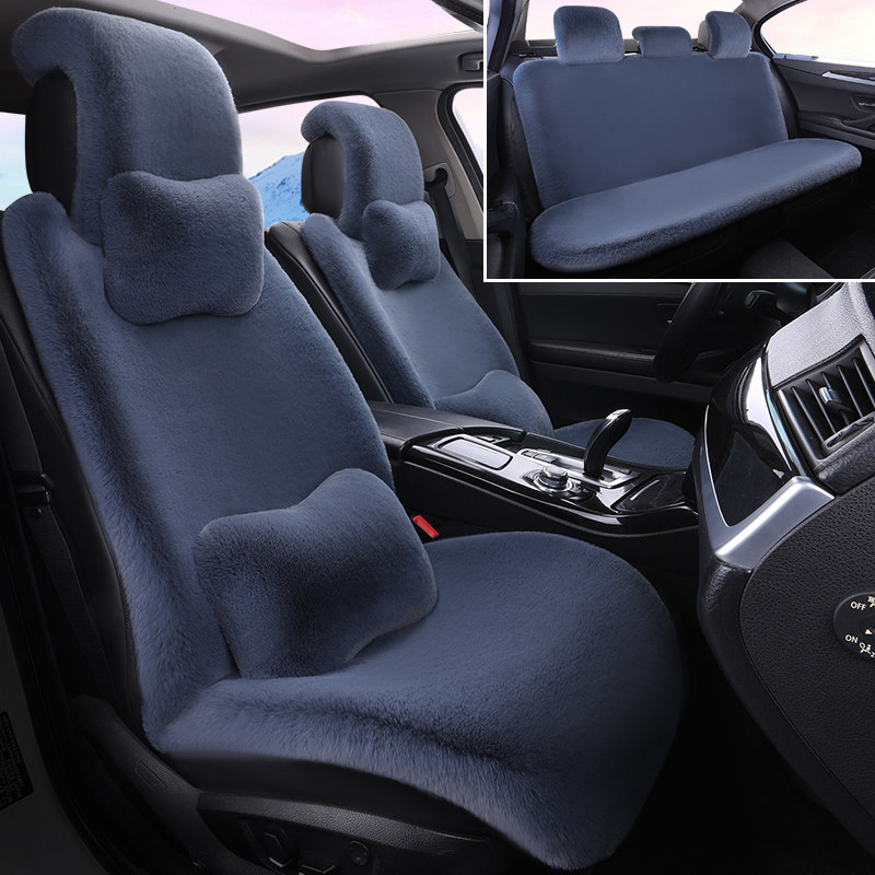 Car cushion winter rabbit fur light luxury short plush winter thickened warm cotton car cushion rear universal non-slip seat cushion