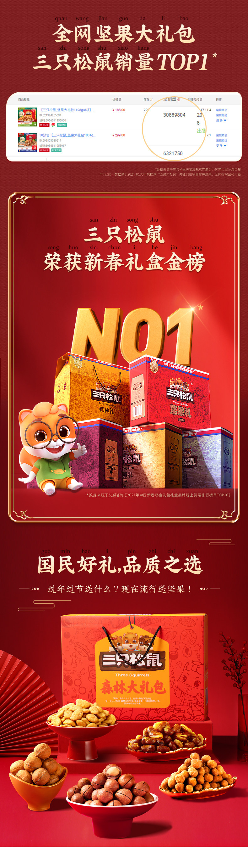 三只松鼠 中秋坚果礼盒 1425g/8袋 图2